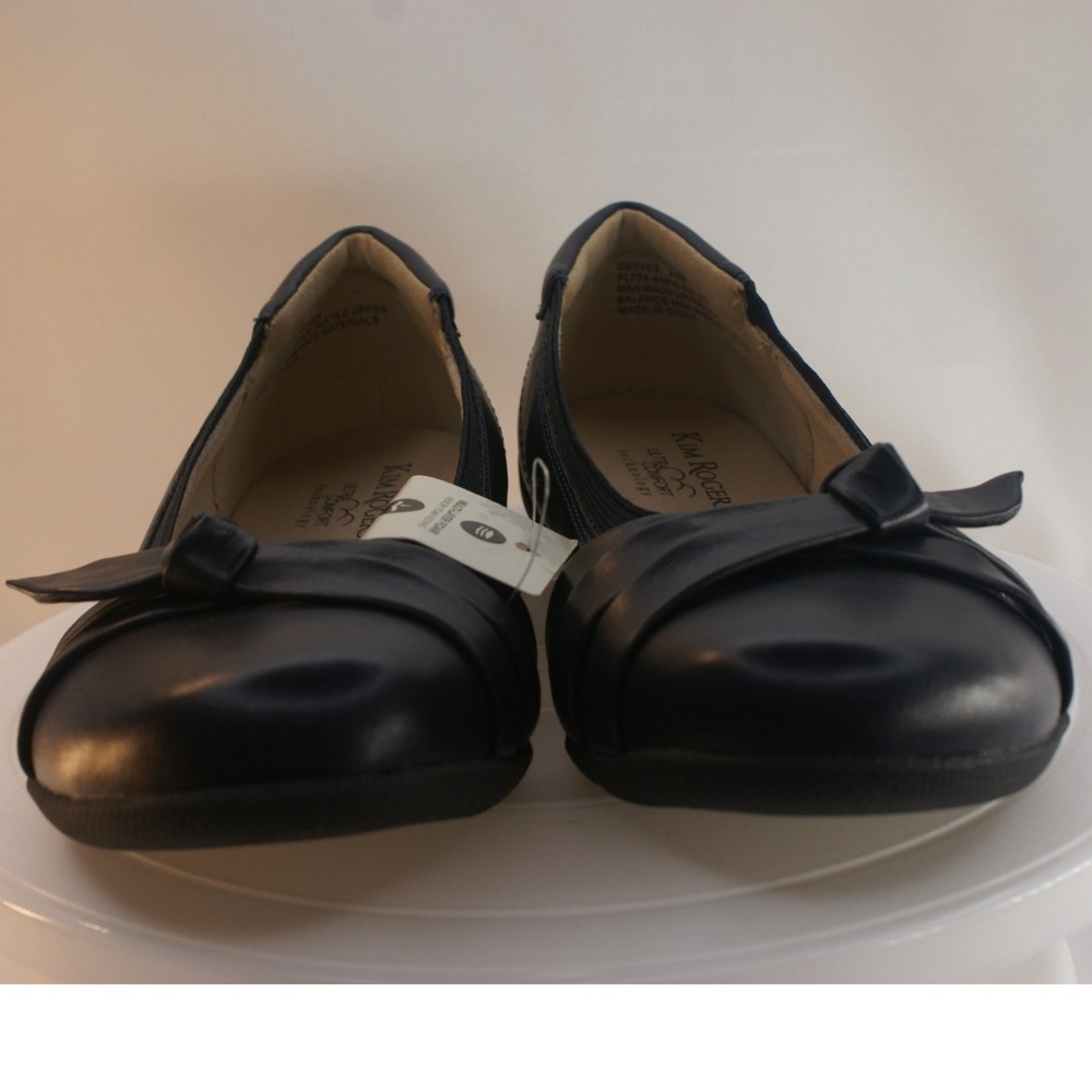 Kim Rogers Geeves Navy Blue Ballet Flats‎ Ultra Comfort Bow Shoes 9.5M NEW - Picture 9 of 12